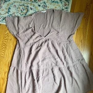 Madewell Women's Gauze Tiered Dress Size XXL Dusty Rose Mini